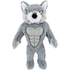 Frisco Wolf Muscle Plush Squeaky Dog Toy