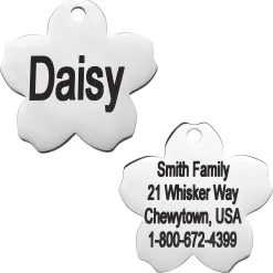 Frisco Stainless Steel Personalized Dog & Cat ID Tag, Flower