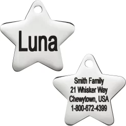Frisco Stainless Steel Personalized Dog & Cat ID Tag, Star
