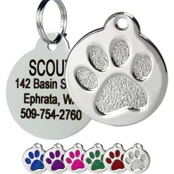 Frisco Stainless Steel Personalized Dog & Cat ID Tag, Paw Print
