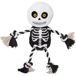 Frisco Halloween Skeleton Plush With Rope Squeaky Dog Toy