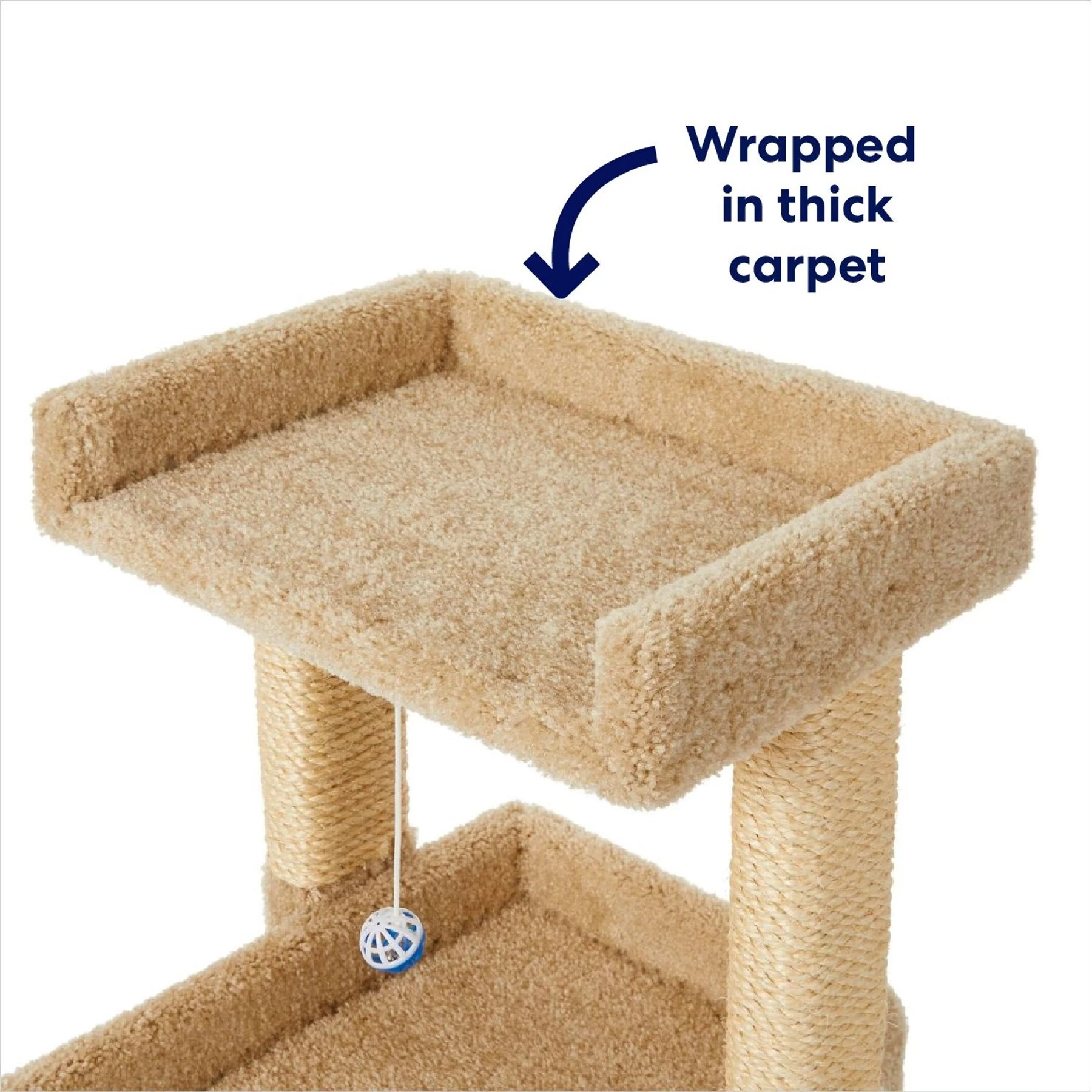 Frisco 32-in Real Carpet Wooden Cat Tree With Toy 3 Frisco 32-in Real Carpet Wooden Cat Tree With Toy - Image 3