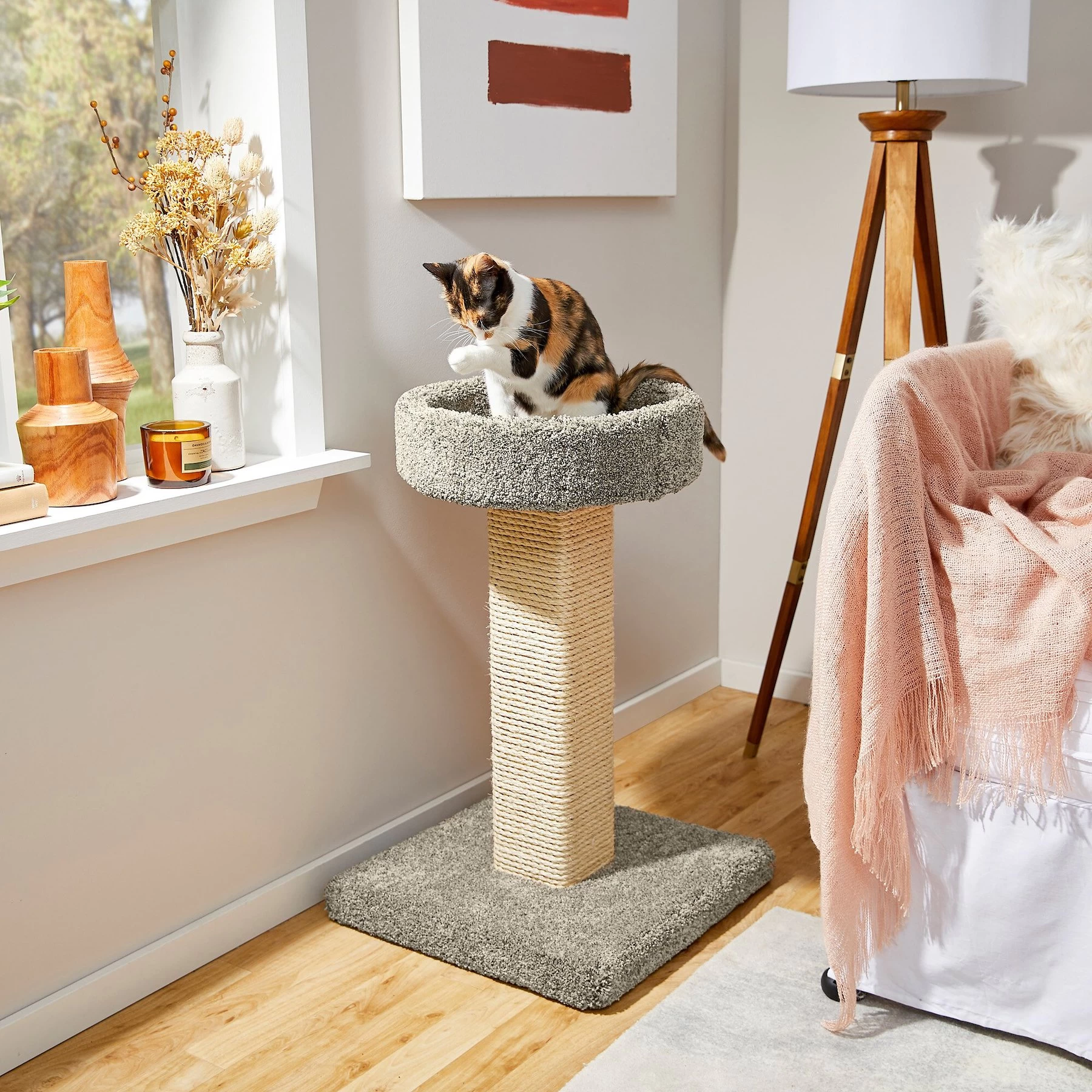 Frisco 32-in Real Carpet Wooden Cat Tree 1 Frisco 32-in Real Carpet Wooden Cat Tree