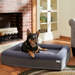 Frisco Shop 17 Frisco Orthopedic Rectangular Bolster Cat & Dog Bed W/Removable Cover