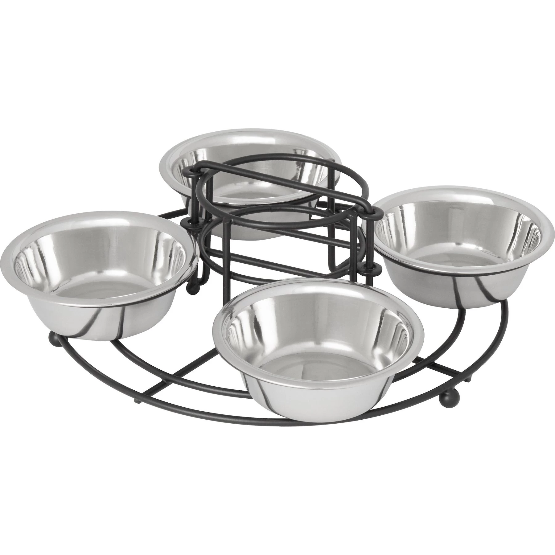 Frisco Multi Pet Feeding 4-Bowls Stainless Steel Dog & Cat Bowls, 0.5 Cup 1 Frisco Multi Pet Feeding 4-Bowls Stainless Steel Dog & Cat Bowls, 0.5 Cup