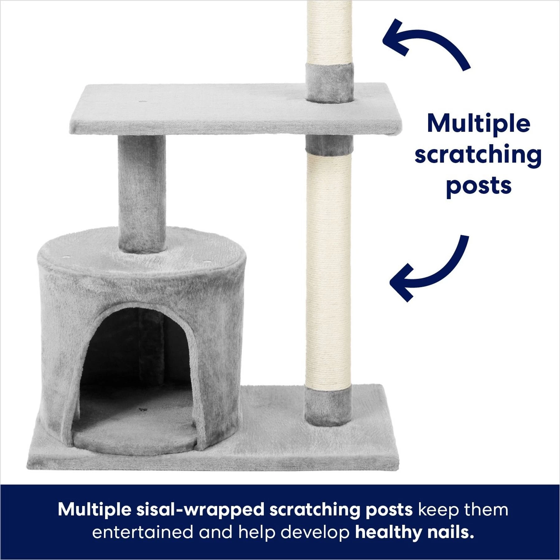 Frisco 38-in Cat Tree With Condo, Top Perch & Toy 4 Frisco 38-in Cat Tree With Condo, Top Perch & Toy - Image 4