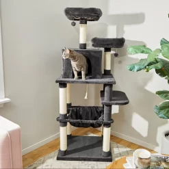 Frisco 64-in Cat Tree With Hammock, Condo, 2 Top Perches With Bed