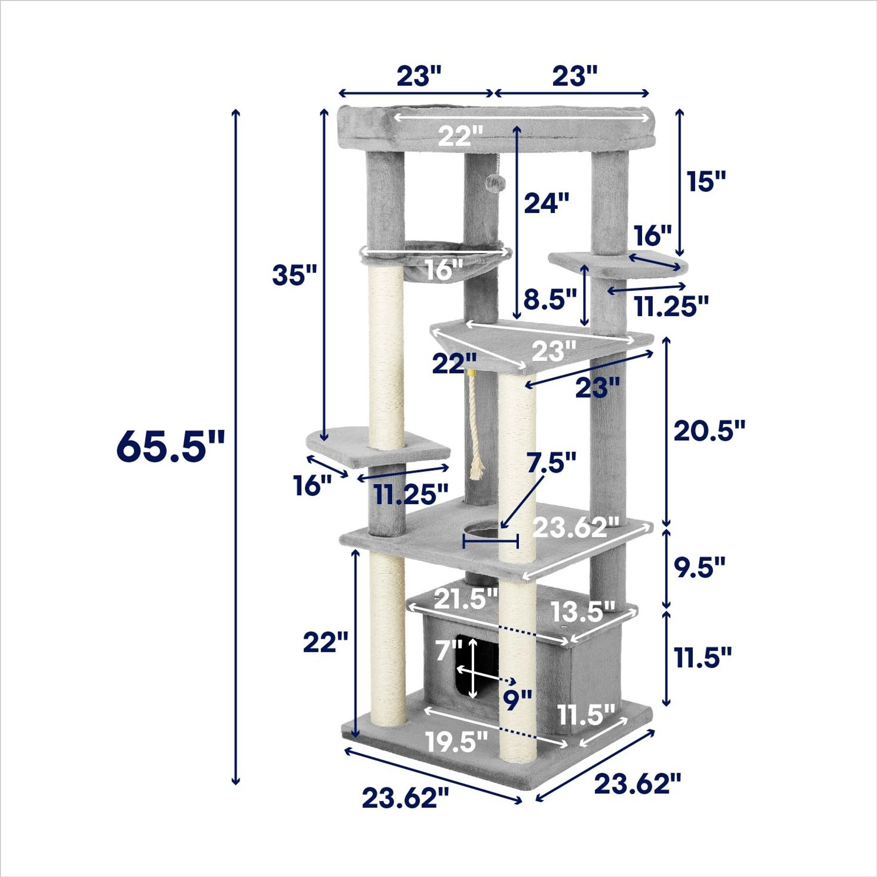 Frisco 65-in XXL Heavy Duty Cat Tree 2 Frisco 65-in XXL Heavy Duty Cat Tree - Image 2