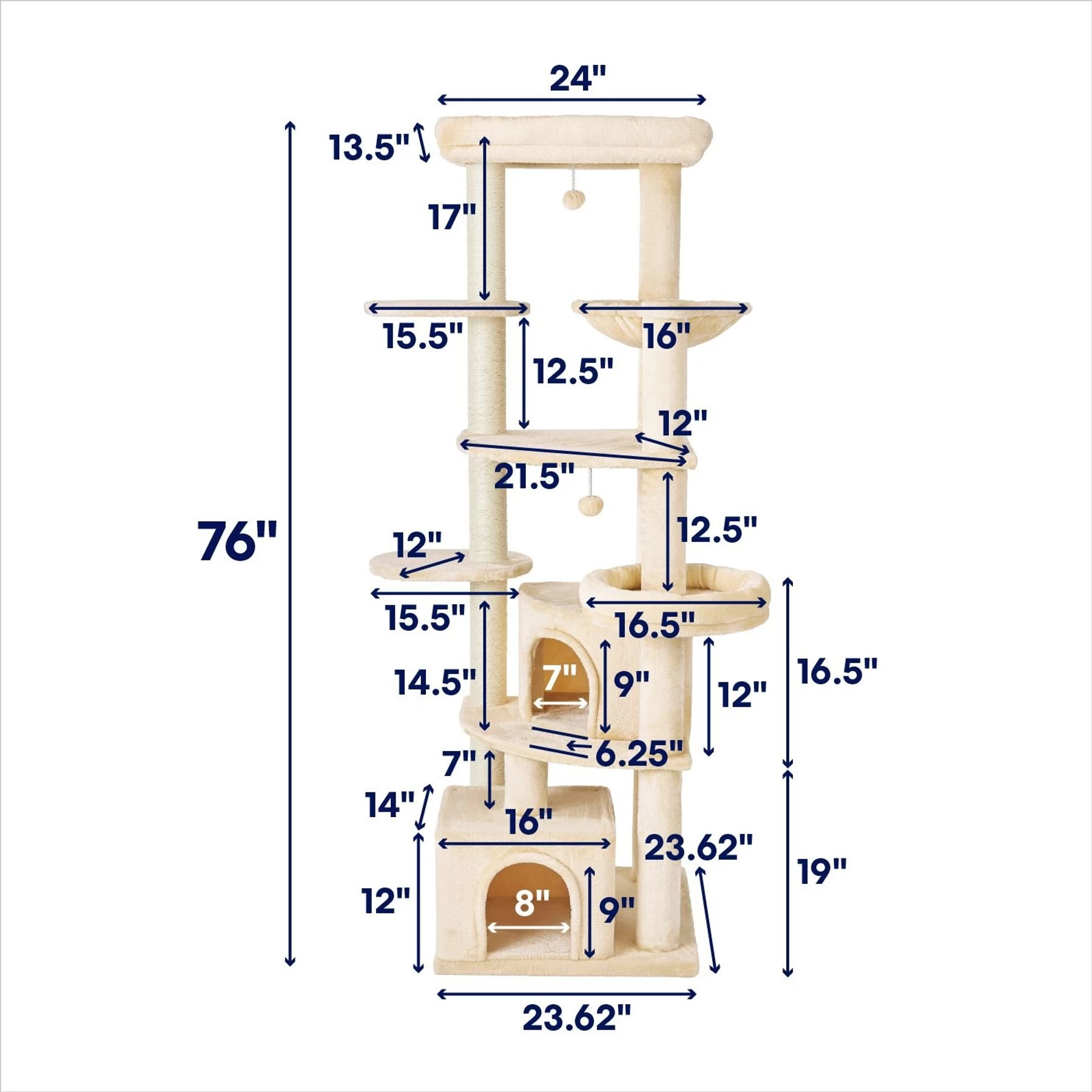Frisco 76-in XXL Heavy Duty Cat Tree 2 Frisco 76-in XXL Heavy Duty Cat Tree - Image 2