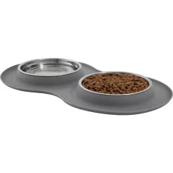 Frisco Double Stainless Steel Pet Bowl With Silicone Mat -Frisco Shop 215986 PT2. AC SS1800 V1591020064