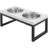 Frisco Marble Print Stainless Steel Double Elevated Dog Bowl