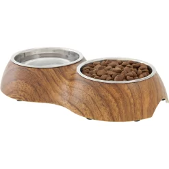 Frisco Double Stainless Steel Bowl, Wood Design -Frisco Shop 216068 PT2. AC SS1800 V1591021015