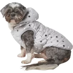 Frisco Mediumweight Silver Polka Dotted Insulated Dog & Cat Coat