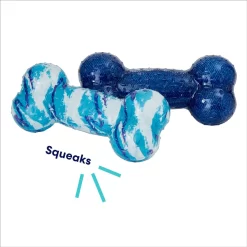 Frisco Retro Denim & Swirl TPR Bone Squeaky Dog Toy -Frisco Shop 230341 PT2. AC SS1800 V1695748841