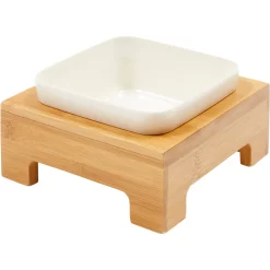 Frisco Square Melamine Dog & Cat Bowl With Bamboo Stand