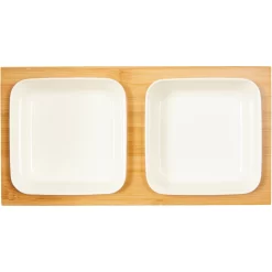 Frisco Square Melamine Dog & Cat Bowl Set With Bamboo Stand -Frisco Shop 232076 PT2. AC SS1800 V1605110607