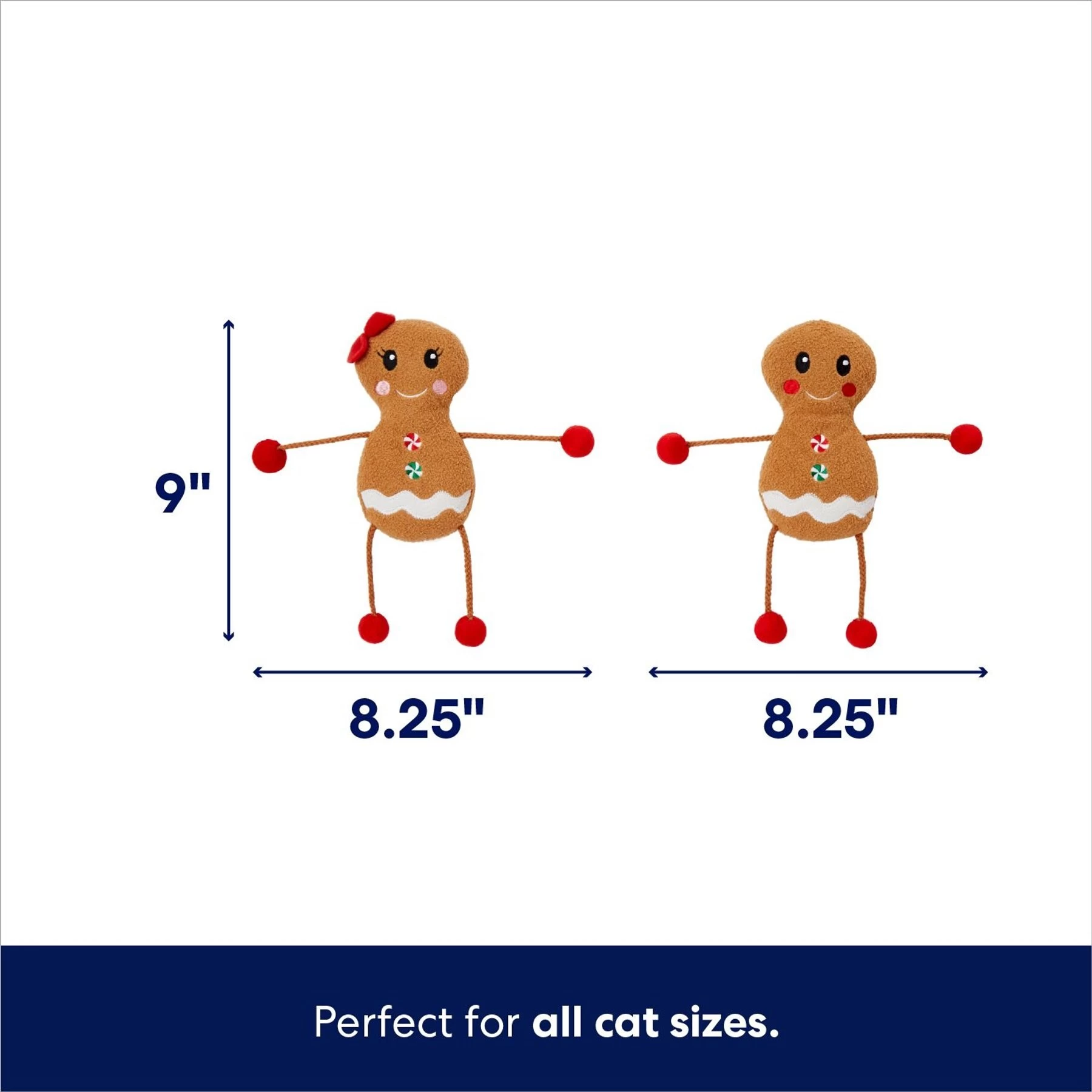 Frisco Holiday Gingerbread Pals Plush Kicker Cat Toy With Catnip, 2 Count 2 Frisco Holiday Gingerbread Pals Plush Kicker Cat Toy With Catnip, 2 Count - Image 2