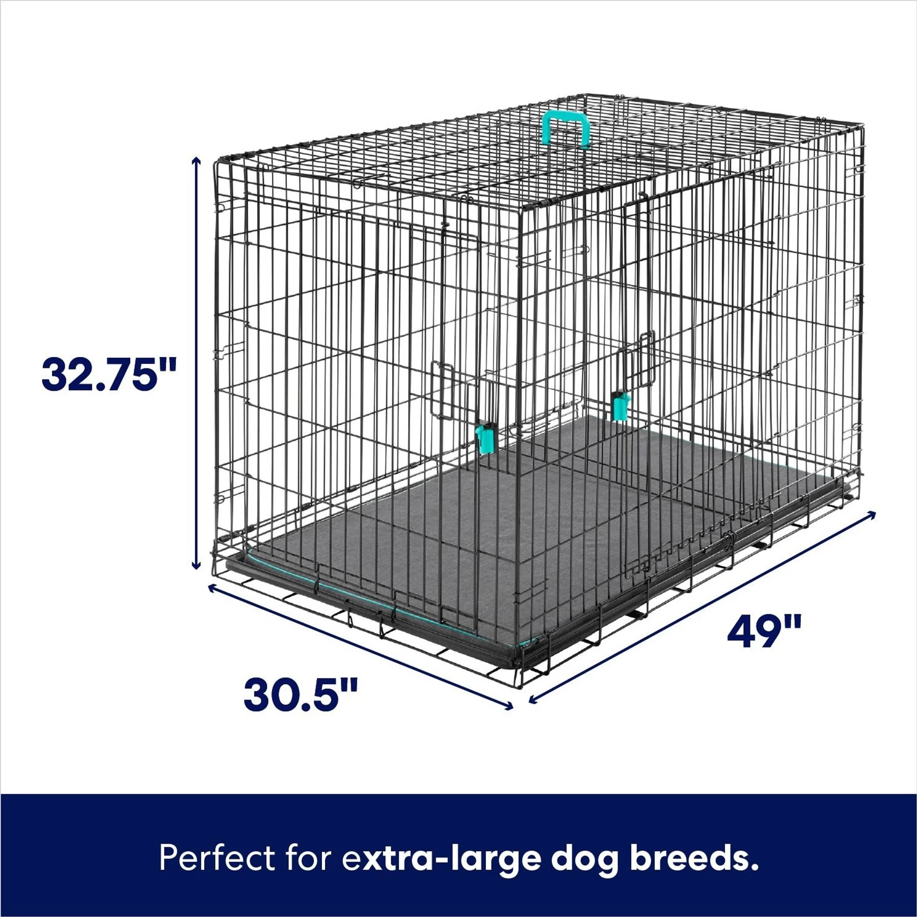 Frisco Heavy Duty Enhanced Lock Double Door Fold & Carry Wire Dog Crate & Mat Kit 2 Frisco Heavy Duty Enhanced Lock Double Door Fold & Carry Wire Dog Crate & Mat Kit - Image 2