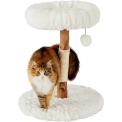Frisco Natural Wood Modern Cat Tree With Toy, Ivory, Small -Frisco Shop 236559 PT2. AC SS1800 V1615987338