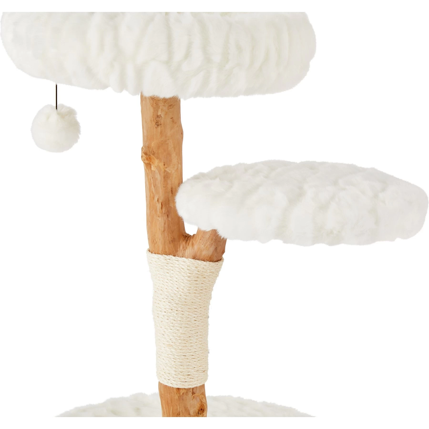 Frisco Natural Wood Modern Cat Tree With Toy, Ivory, Medium 5 Frisco Natural Wood Modern Cat Tree With Toy, Ivory, Medium - Image 5
