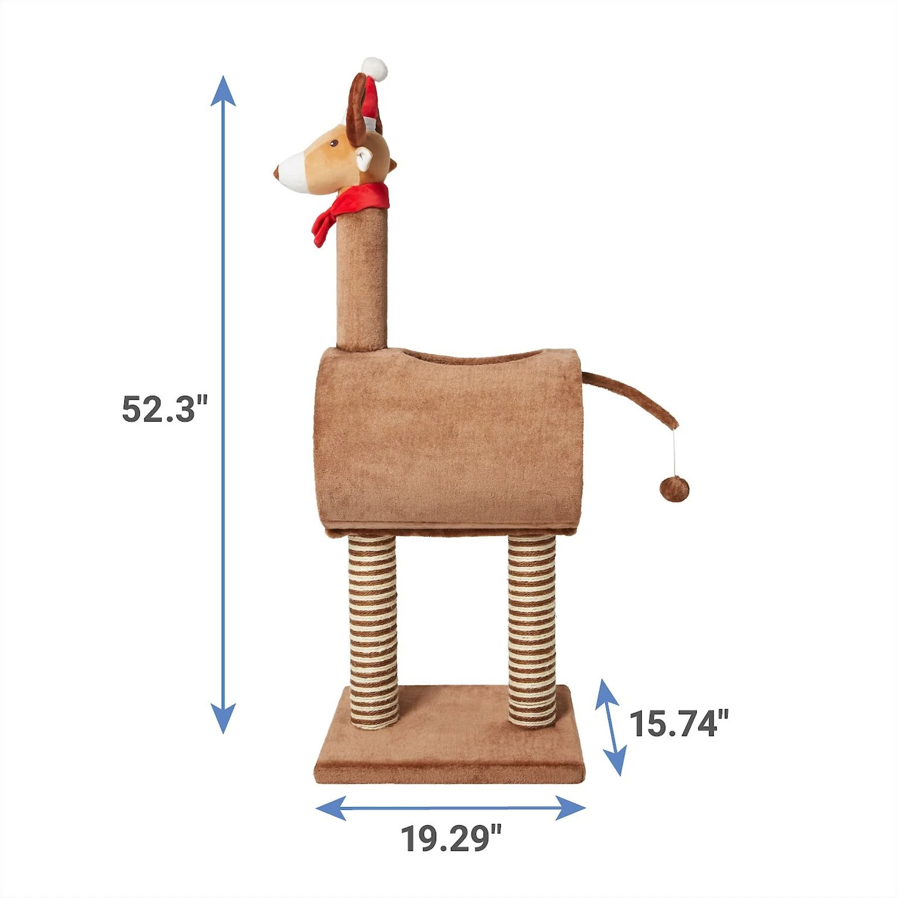 Frisco Holiday 52.3-in Reindeer Cat Scratching Post & Tunnel 2 Frisco Holiday 52.3-in Reindeer Cat Scratching Post & Tunnel - Image 2