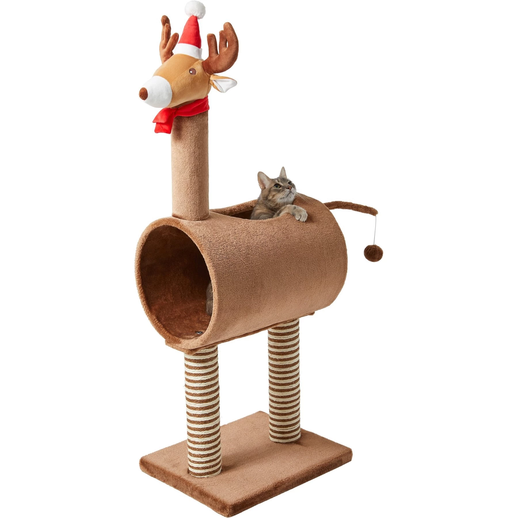 Frisco Holiday 52.3-in Reindeer Cat Scratching Post & Tunnel 3 Frisco Holiday 52.3-in Reindeer Cat Scratching Post & Tunnel - Image 3
