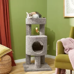 Frisco 36-in Real Carpet Wooden Cat Tree