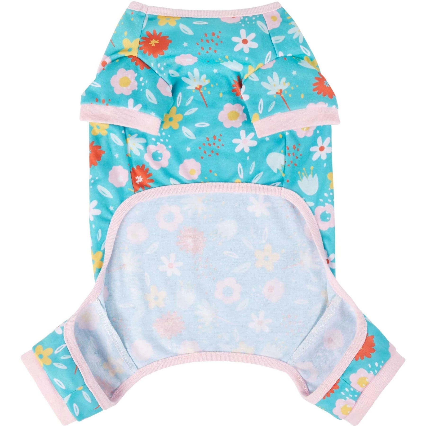 Frisco Teal Floral Dog & Cat Jersey PJs 5 Frisco Teal Floral Dog & Cat Jersey PJs - Image 5