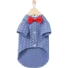 Frisco Polka Dot Chambray Dog & Cat Button Up Shirt