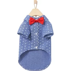 Frisco Polka Dot Chambray Dog & Cat Button Up Shirt