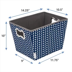Frisco Rectangle Collapsible Pet Toy Storage Bin, Navy Herringbone -Frisco Shop 250574 PT2. AC SS1800 V1613772984