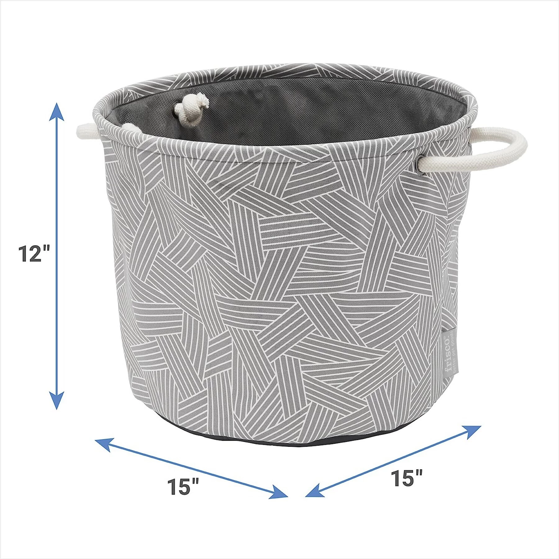 Frisco Round Collapsible Pet Toy Storage Bin, Gray Basket Weave 3 Frisco Round Collapsible Pet Toy Storage Bin, Gray Basket Weave - Image 3