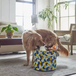 Frisco Round Collapsible Pet Toy Storage Bin, Yellow Geometric -Frisco Shop 250587 PT3. AC SS1800 V1615572147