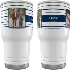Frisco Double Walled Preppy Stripes Personalized Tumbler, 30-oz Cup