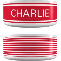 Frisco Preppy Stripes Ceramic Personalized Dog & Cat Bowl