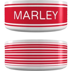 Frisco Preppy Stripes Ceramic Personalized Dog Bowl