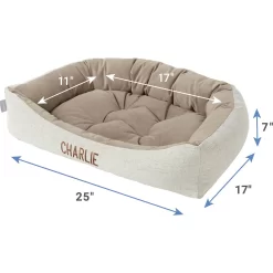 Frisco Rectangular Personalized Bolster Dog Bed W/Removable Cover, Beige, Medium -Frisco Shop 252613 PT2. AC SS1800 V1605142360
