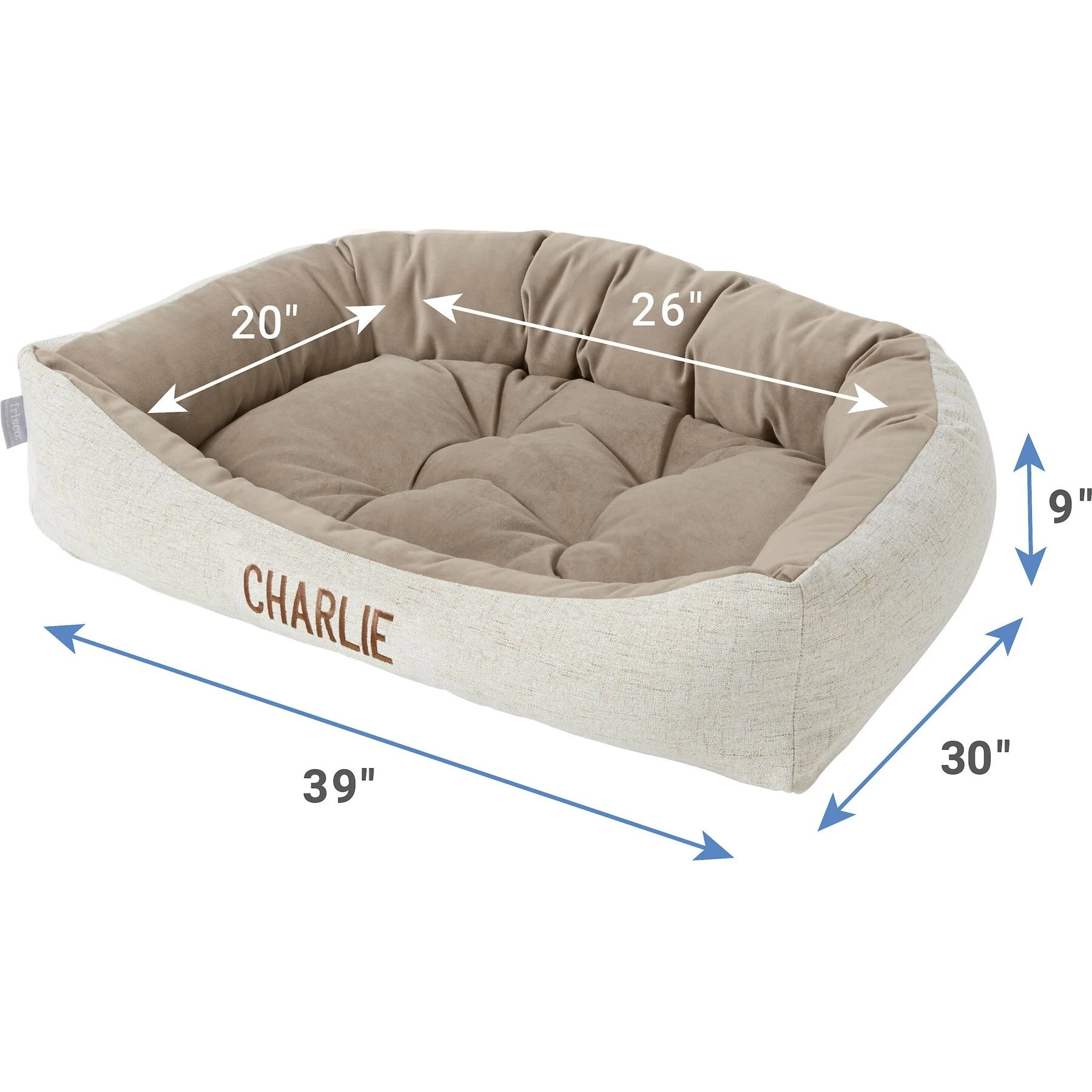 Frisco Rectangular Personalized Bolster Dog Bed W/Removable Cover, Beige, X-Large 3 Frisco Rectangular Personalized Bolster Dog Bed W/Removable Cover, Beige, X-Large - Image 3