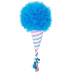 Frisco Baseball Cotton Candy Plush With Rope Squeaky Dog Toy