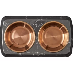 Frisco Copper Stainless Steel Double Dog & Cat Bowls With Black Marble Stand -Frisco Shop 253058 PT4. AC SS1800 V1616595761