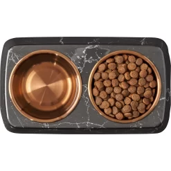 Frisco Copper Stainless Steel Double Dog & Cat Bowls With Black Marble Stand -Frisco Shop 253058 PT5. AC SS1800 V1616595394