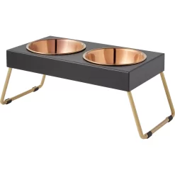 Frisco Copper Stainless Steel Elevated Foldable Double Dog & Cat Bowls -Frisco Shop 253060 PT6. AC SS1800 V1616595426