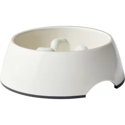 Frisco Melamine Slow Feed Dog & Cat Bowl With Gold Trim