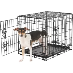 Frisco Fold & Carry Double Door Collapsible Wire Dog Crate & Frisco Gray Basket Weave Dog Crate Mat -Frisco Shop 255477 PT2. AC SS1800 V1604096794