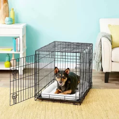 Frisco Heavy Duty Fold & Carry Double Door Collapsible Wire Dog Crate & Frisco Micro Terry Dog Crate Mat -Frisco Shop 255531 PT2. AC SS1800 V1604149293