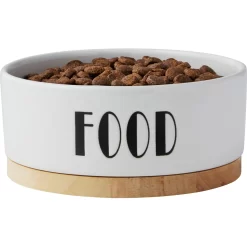 Frisco Ceramic Food Dog & Cat Bowl With Wood Base -Frisco Shop 256043 PT4. AC SS1800 V1615311744