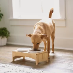 Frisco Ceramic Dog & Cat Double Diner With Elevated Wood Stand -Frisco Shop 256052 PT2. AC SS1800 V1615311142