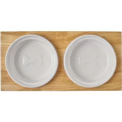 Frisco Ceramic Dog & Cat Double Diner With Elevated Wood Stand -Frisco Shop 256052 PT5. AC SS1800 V1615313559