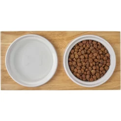 Frisco Ceramic Dog & Cat Double Diner With Elevated Wood Stand -Frisco Shop 256052 PT6. AC SS1800 V1615311469