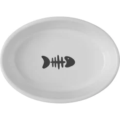 Frisco Oval Meow Non-skid Ceramic Cat Bowl With Wood Base -Frisco Shop 256080 PT4. AC SS1800 V1615311695